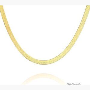 22K Gold Plated Sterling Silver Snake Chain Necklace 16 Inches Unisex
